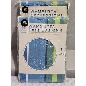 2 Wamsutta Expressions Drape Set Salsa Stripe Tab Top Curtain Panels 41" x 63”